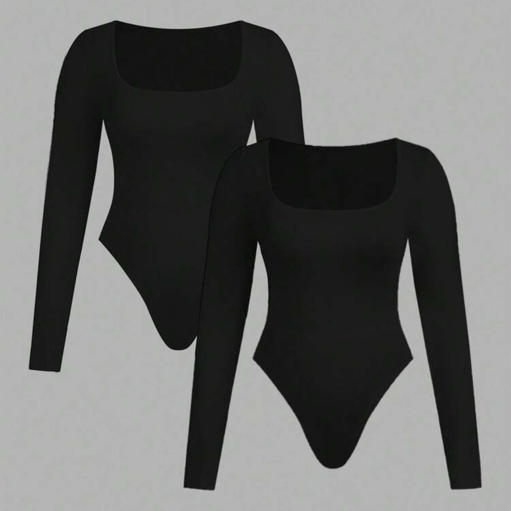 SHEIN Black Long Sleeve Bodysuit